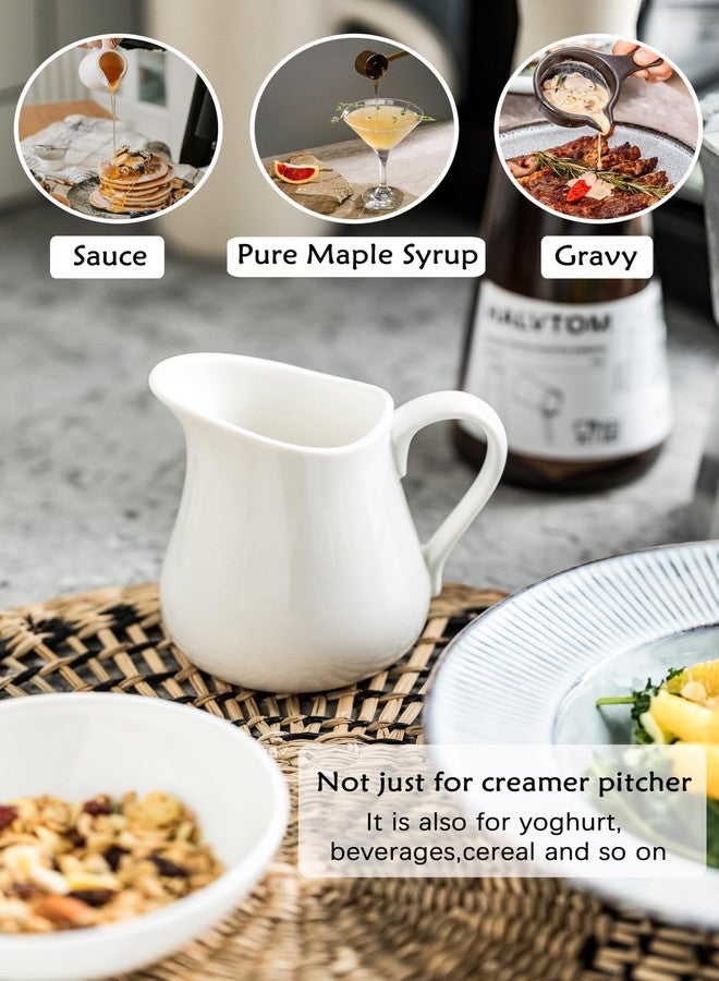 LYEOBOH إبريق كريمة LYEOBOH سعة 9 أونصة، إبريق كريمة أبيض صغير للقهوة والحليب، ملحق مطبخ عصري - سيراميك - Image 3